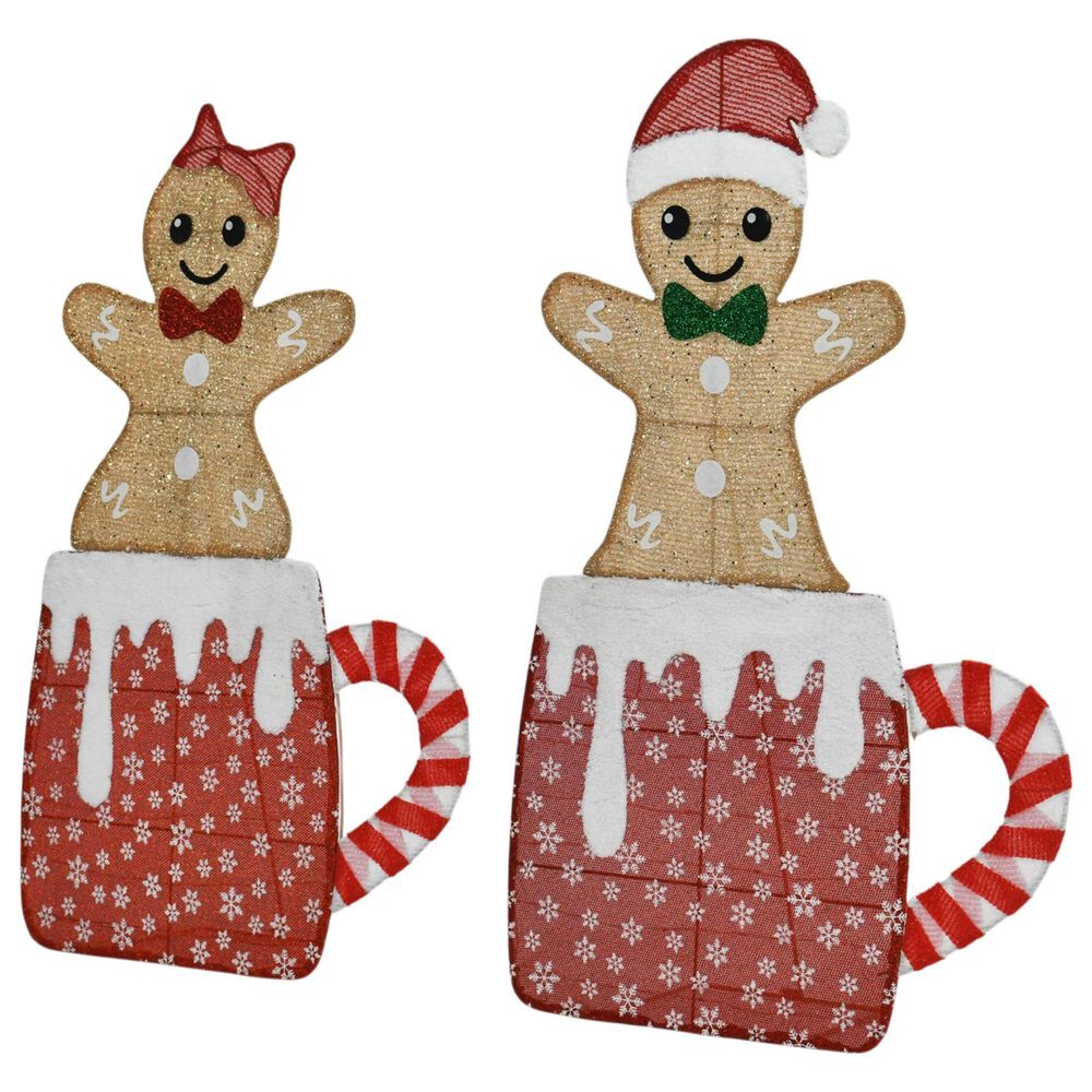 HOMLUX 2-Piece Gingerbread Man Gift Box with LED Lights in Champagne, , large