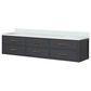 Lexora Home Castor 80" Double Bathroom Vanity in Black with 2 cm White Cultured Marble Top and Rectangular Sinks, , large