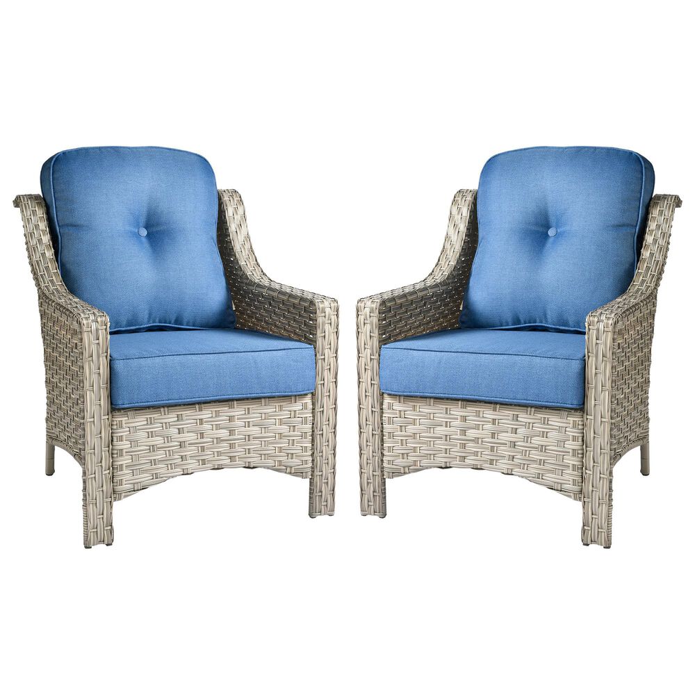 HOMLUX Outdoor Arm Chair in Diamond Blue (Set of 2), , large