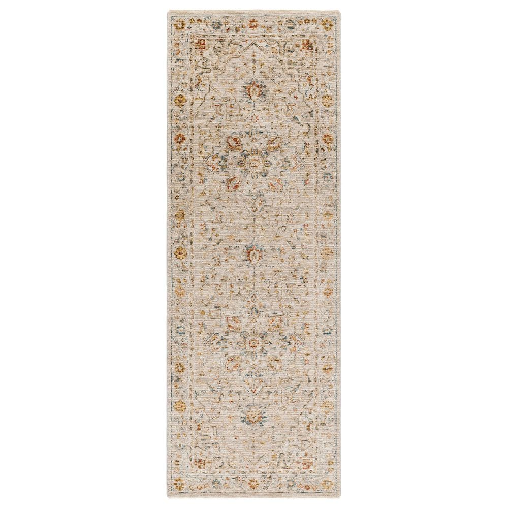 Surya Reina Light Gray, Medium Gray, Cream, Light Brown, Denim, Rust, Mustard and Olive 2"7" x 10" Runner, , large