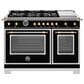 Bertazzoni Heritage Series 48" All-Gas Range with 6 Brass Burner in Nero Matte and Gold, , large