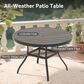 Hearth and Haven 5-Piece Outdoor Metal Dining Set with Stackable Chairs and Round Slatted Table in Black, , large