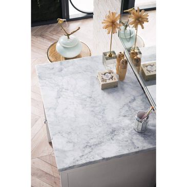 James Martin Athens 30" Makeup Counter in Glossy White with 3 cm Carrara White Marble Top, , large