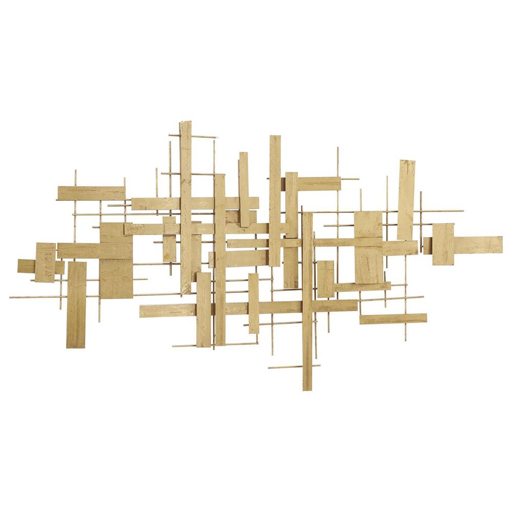 Maple and Jade 32&quot; x 62&quot; Geometric 3D Stripes Wall Decor in Satin Gold, , large