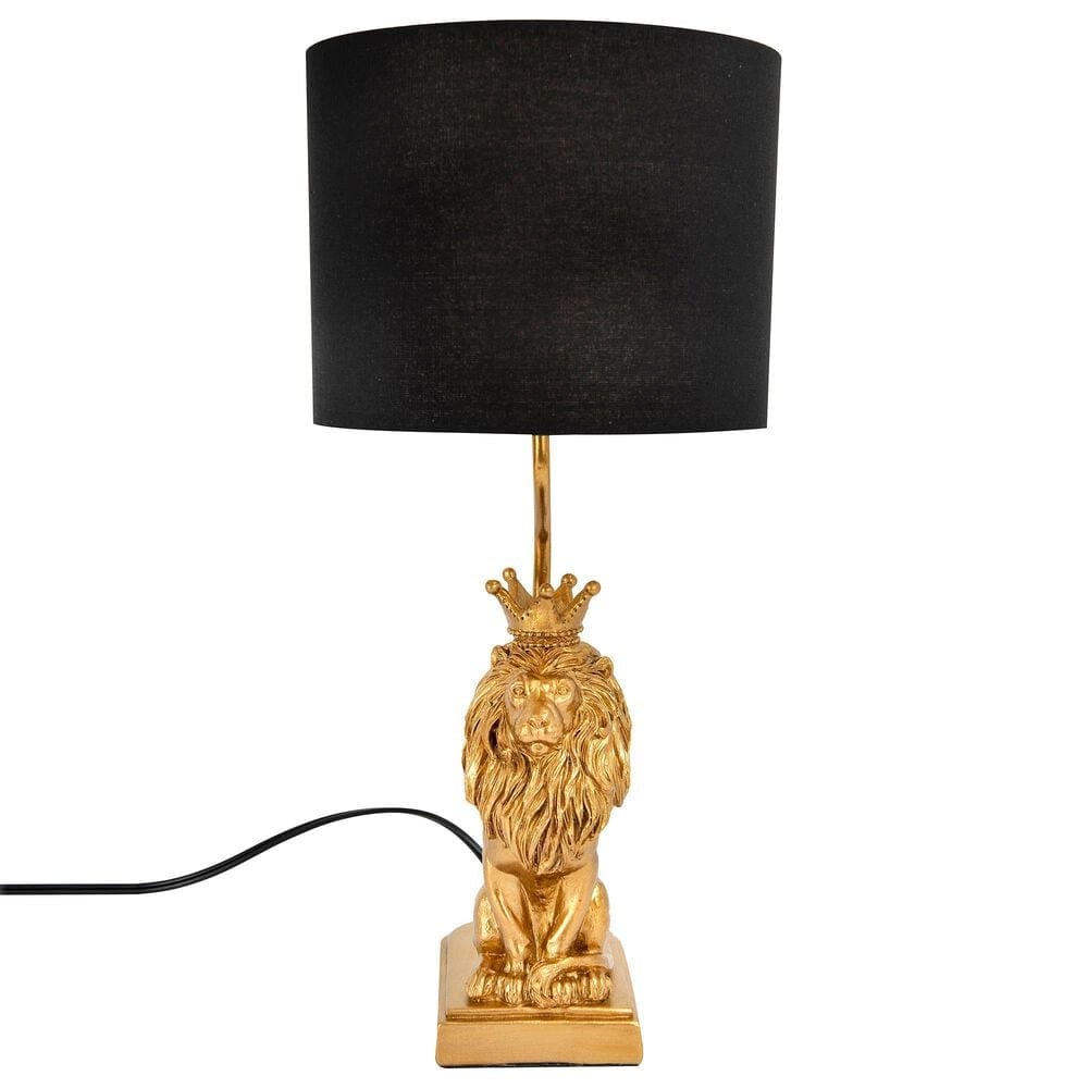 Creative Coop Resin Lion Table Lamp in Gold, , large