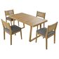 Hearth and Haven 5-Piece Outdoor Wooden Dining Set with U-Leg Table and Cushioned Chairs in Gray, , large