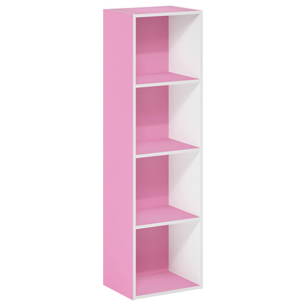 HOMLUX 4-Tier Open Shelf Display Organizer Bookcase in Pink and White, , large