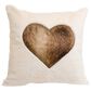 Accents De Ville 17" Square Throw Pillow with Embroidered Heart in Brown and Ecru, , large