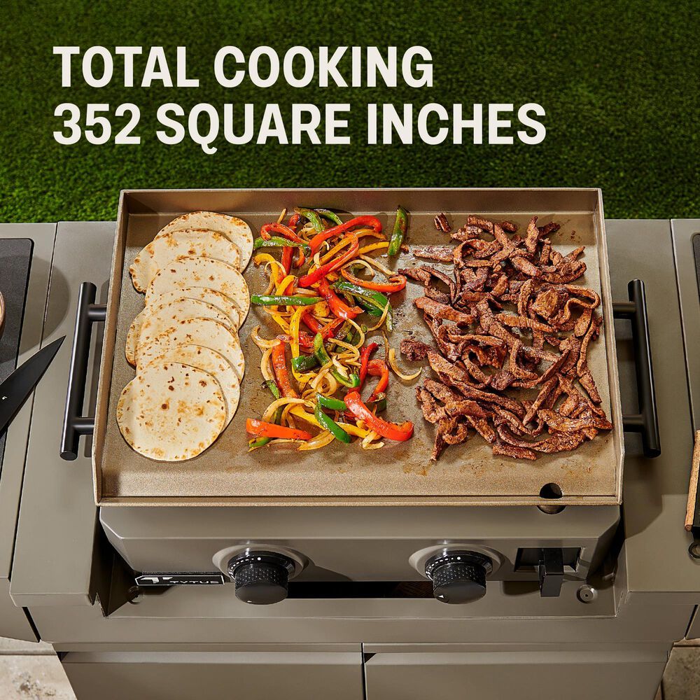 Tytus Emberwood Grill and Prep Cart with 2-Burner 22" Gas Tabletop Griddle in Gunmetal Gray, , large