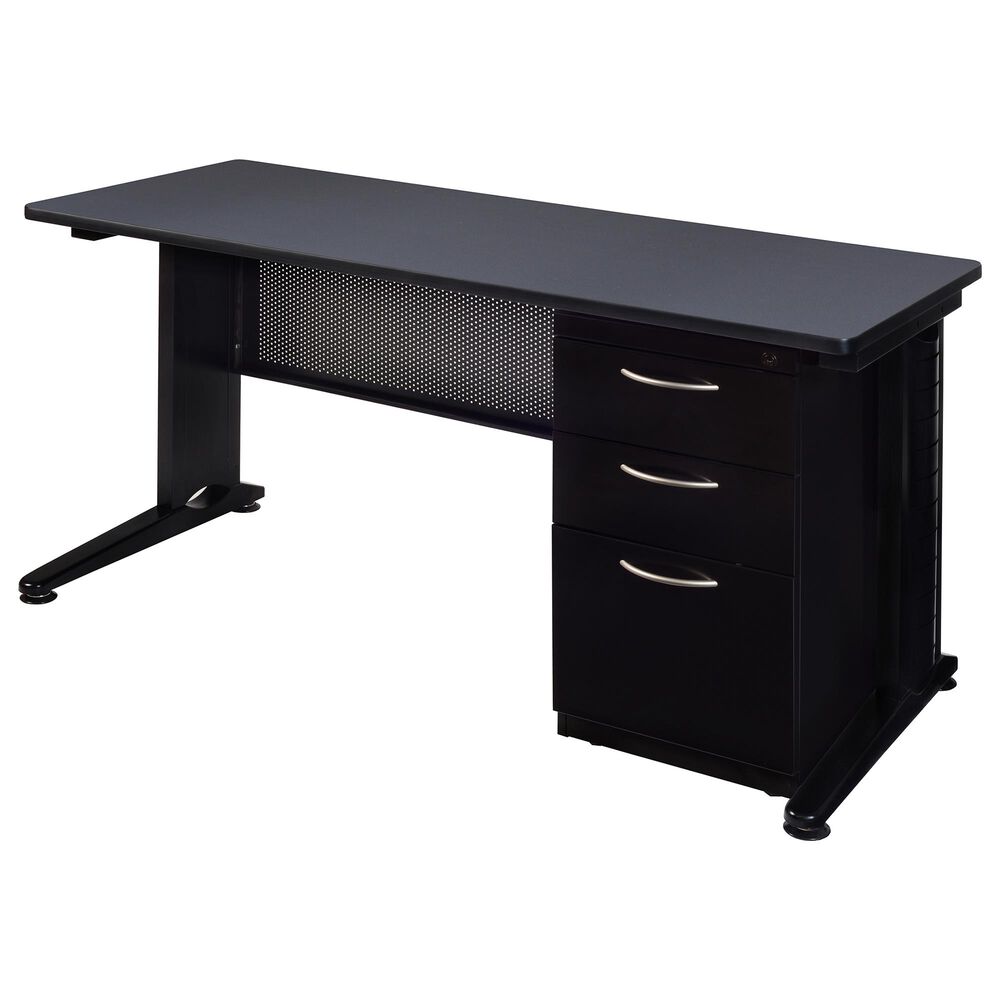 Regency Global Sourcing Fusion 60" x 24" Pedestal Desk in Grey, , large