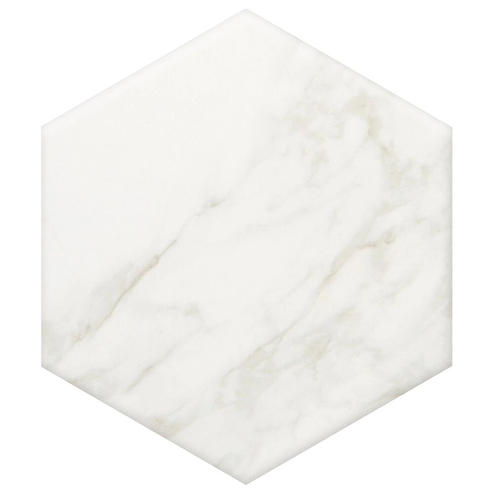 Marazzi Marble Obsession 8" x 8" Hexagon Porcelain Tile in Arabescato, , large