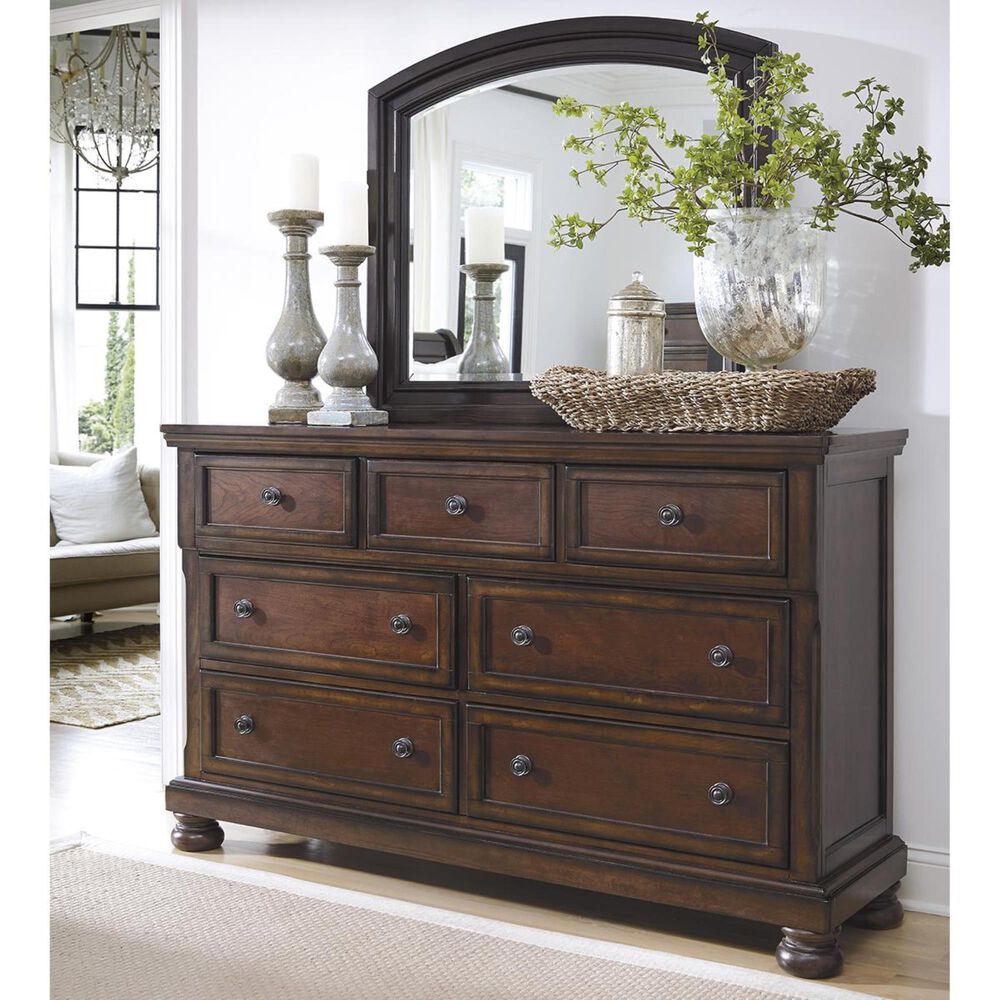 Millennium Porter Dresser and Mirror in Burnished Brown, , large