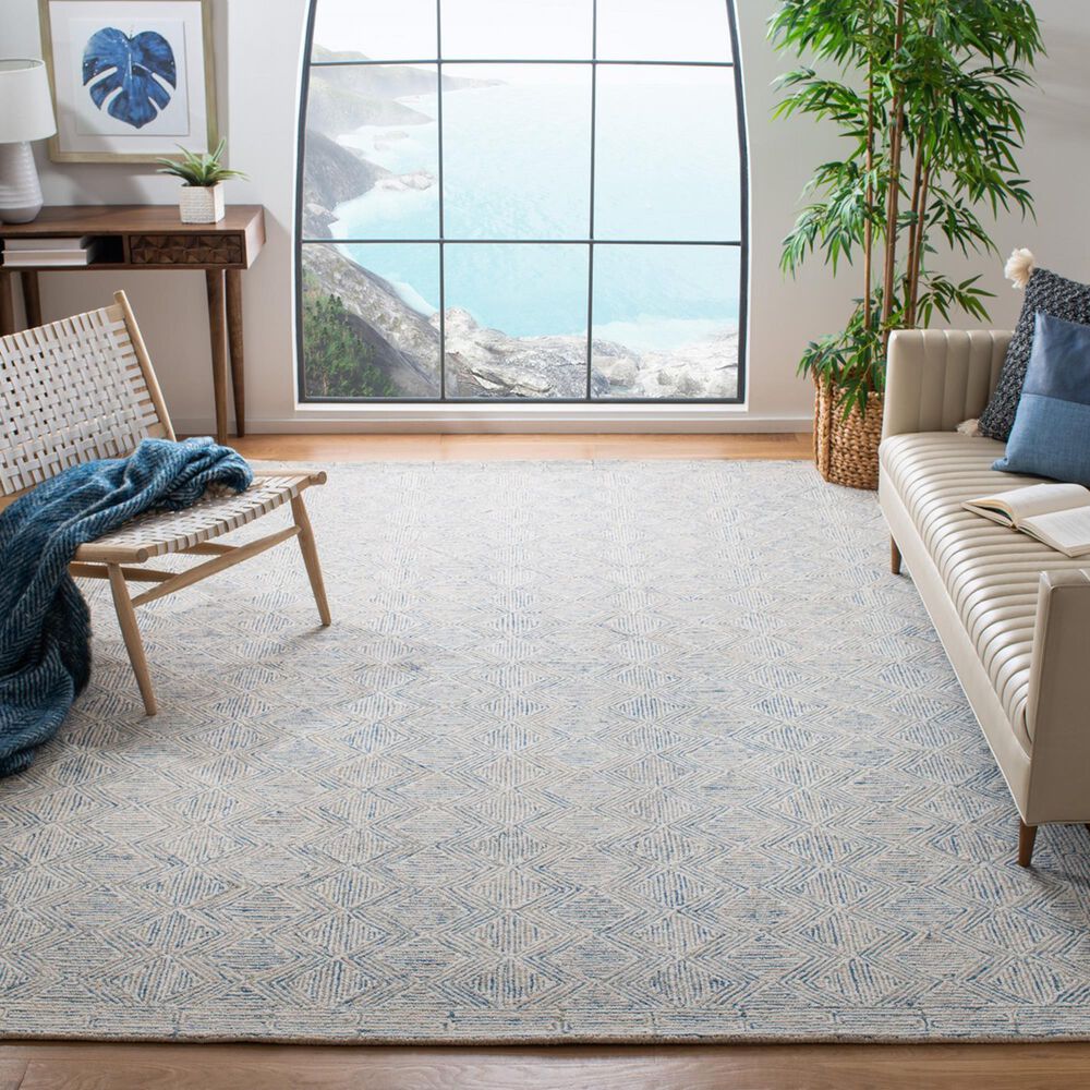 Safavieh Micro-Loop MLP538M 10&#39; x 14&#39; Blue and Ivory Area Rug, , large