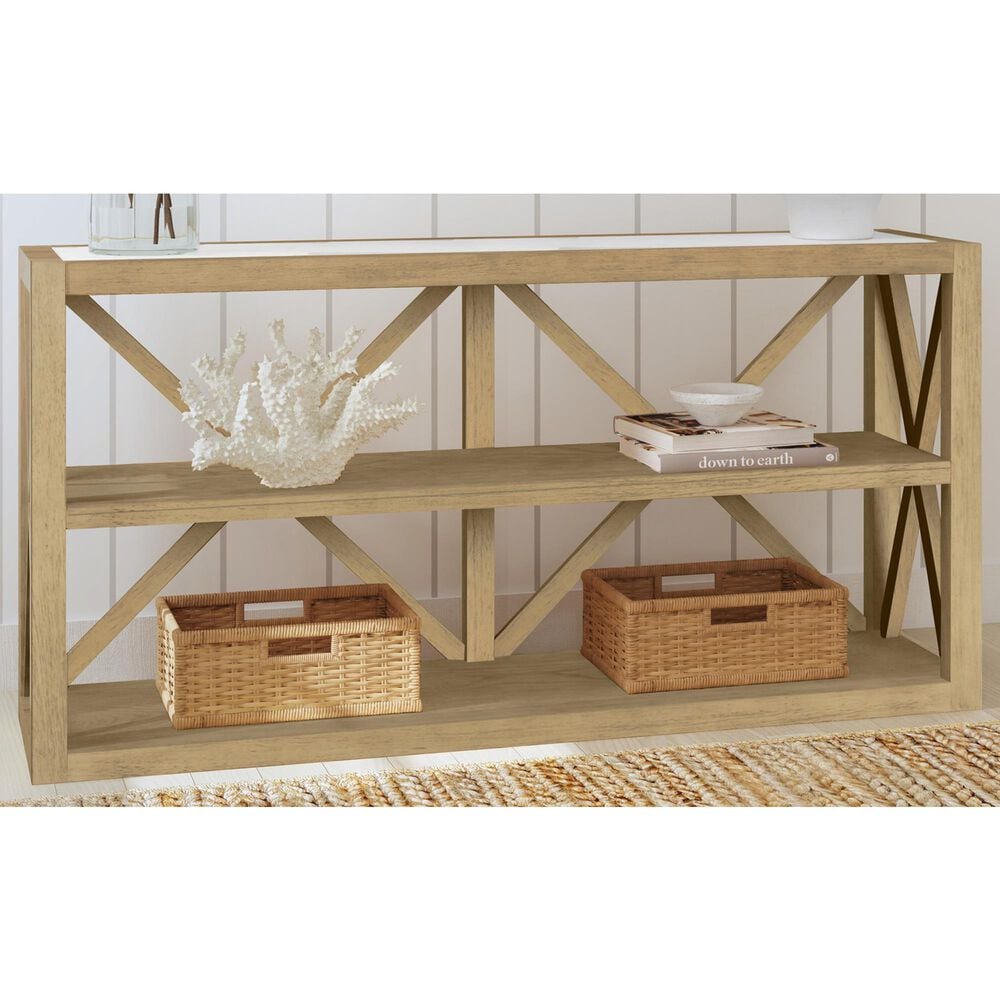 Bassett Mirror Company Holden Console Table in Rustic Blonde and White, , large