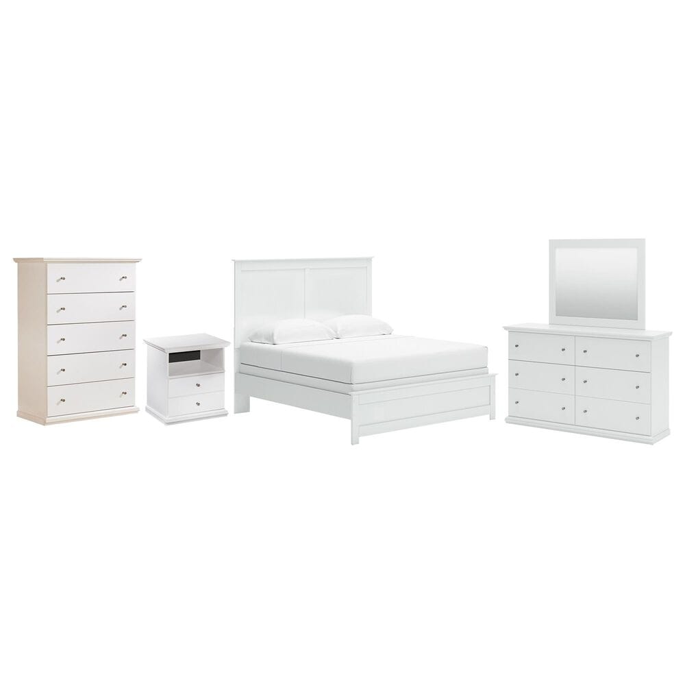Ashley Bostwick Shoals 5-Piece King Panel Bedroom Set in White, , large