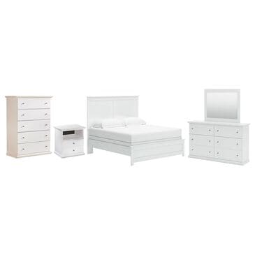 Ashley Bostwick Shoals 5-Piece King Panel Bedroom Set in White, , large
