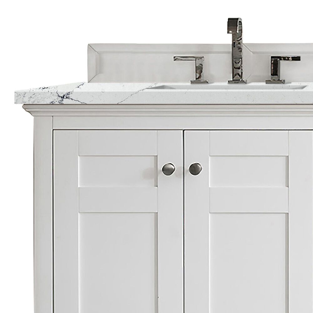 James Martin Vanities Palisades 72&quot; Double Bathroom Vanity in Bright White with 3 cm Ethereal Noctis Quartz Top and Rectangular Sinks, , large
