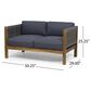 Hearth and Haven Laurel 2-Piece Patio Conversation Set with Gray Cushion in Teak, , large
