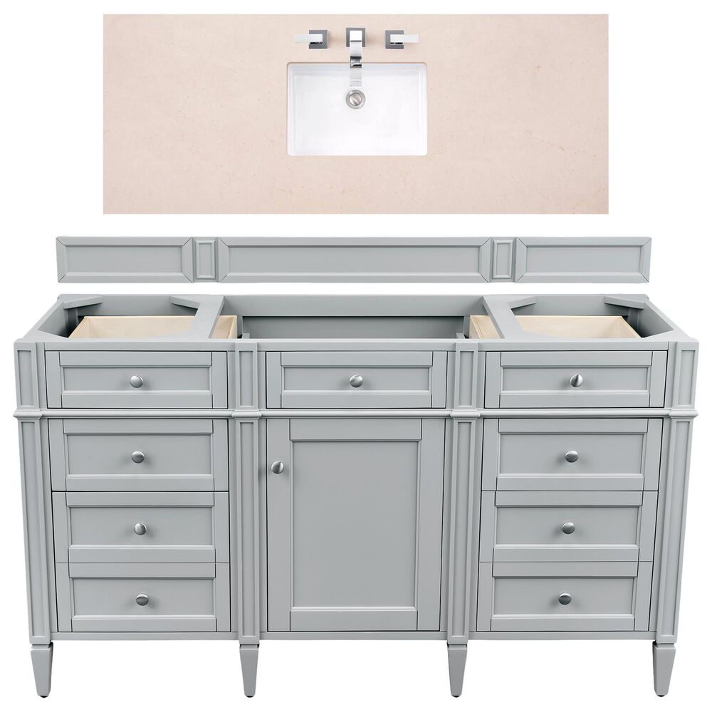 James Martin Vanities Brittany 30" Single Bathroom Vanity in Urban Gray with 3 cm Eternal Marfil Quartz Top and Rectangle Sink, , large