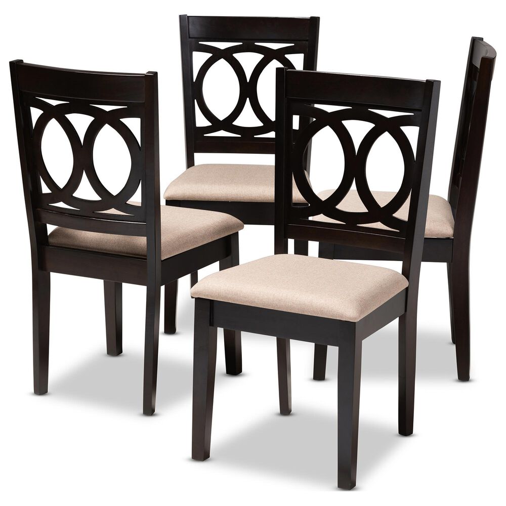 Baxton Studio Lenoir Side Chair with Sand Cushion in Espresso Brown (Set of 4), , large