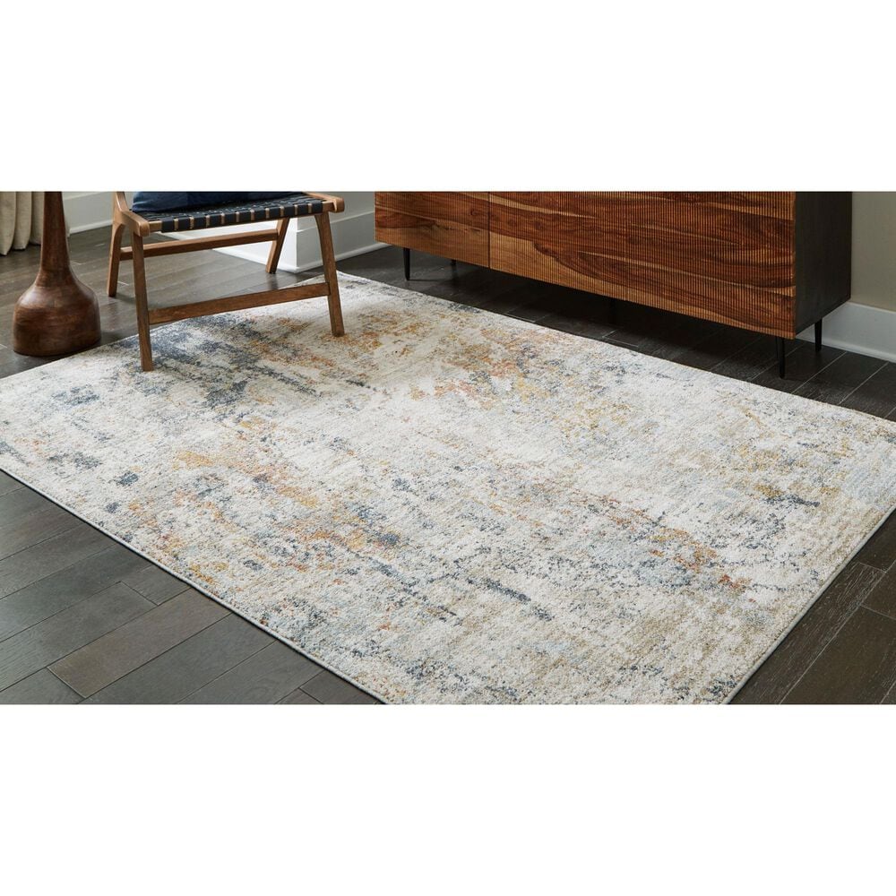 Ashley Danvore 5&#39; x 7&#39; Beige, Gray, Blue, Gold and Amber Area Rug, , large