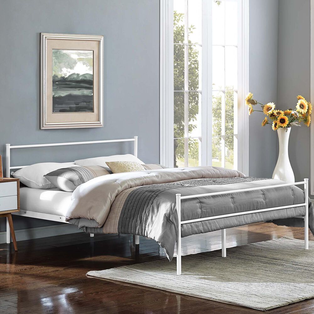 Modway Alina Full Platform Bed Frame in White, , large