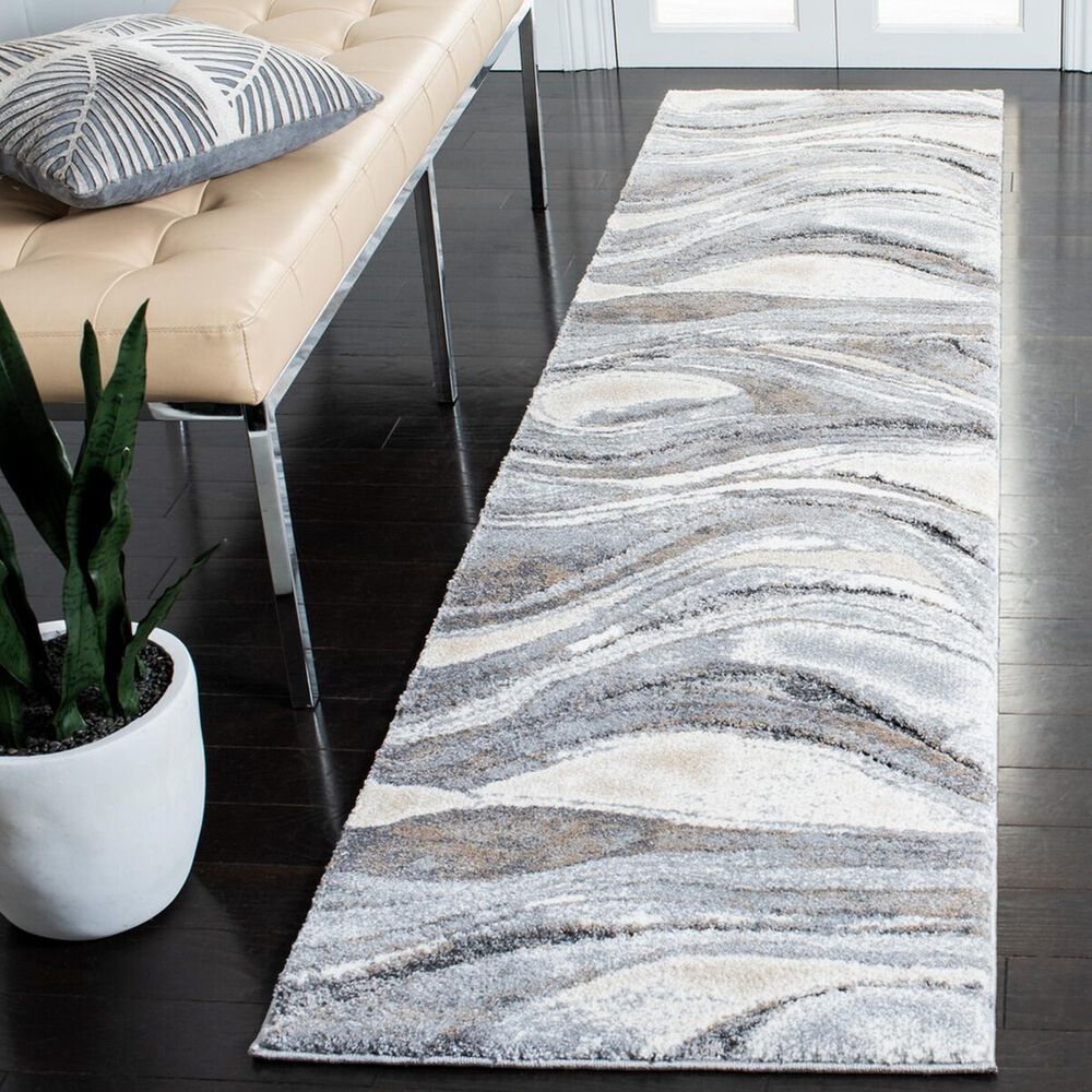 Safavieh Cyrus Shag CYR118G 2&#39;2&quot; x 9&#39; Grey and Beige Runner, , large