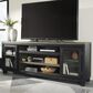 Ashley Foyland 83" TV Stand in Brushed Black and Dusty Grayish Brown, , large