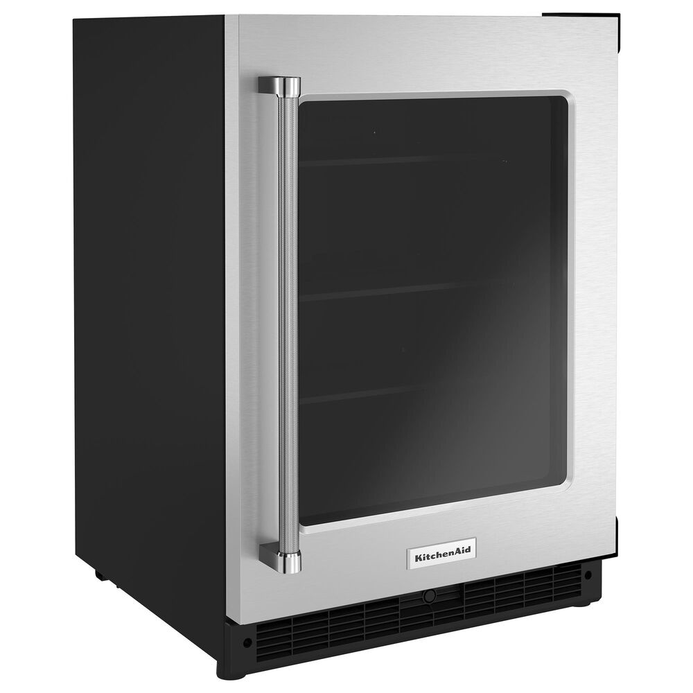 KitchenAid 24&quot; Undercounter Refrigerator with Glass Door in Black and Stainless Steel, , large