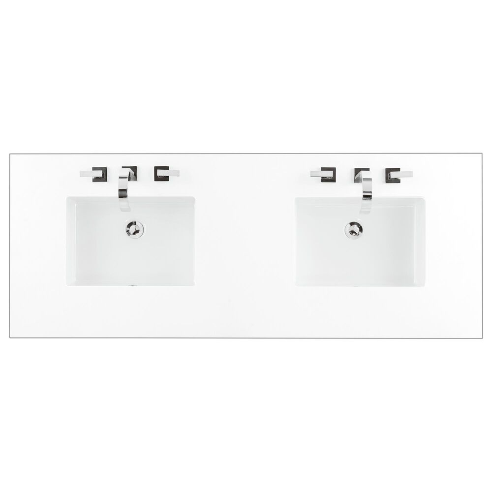 James Martin Vanities Portland 60&quot; Double Bathroom Vanity in Whitewashed Walnut with 3 cm White Zeus Quartz Top and Rectangular Sinks, , large