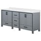 Lexora Home Ziva 80" Double Bathroom Vanity in Dark Grey with 2 cm White Quartz Top and Rectangular Sinks, , large