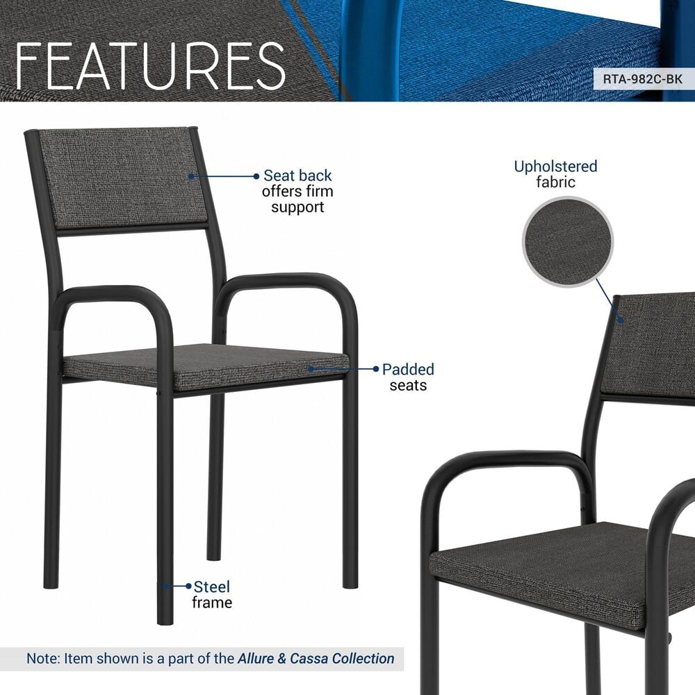 Rta Products Llc Office Visiting Chair with Metal Frame in Grayish Black, , large