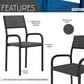 Rta Products Llc Office Visiting Chair with Metal Frame in Grayish Black, , large