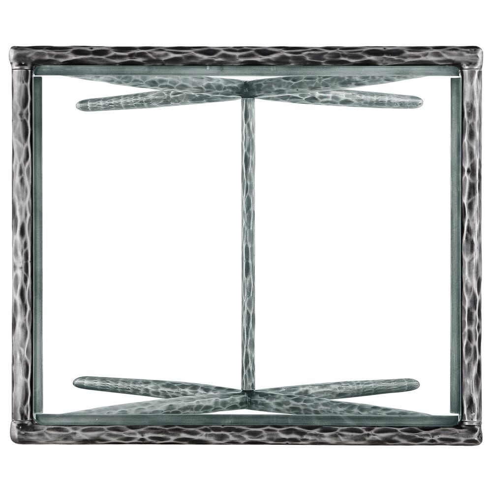 Furniture of America Lalia Side Table with Tempered Glass Top and X-Base in Gun Metal, , large