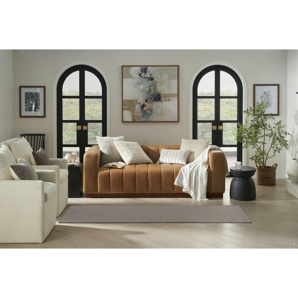 Nourison Courtyard Ivory and Charcoal 2&#39;2&quot; x 8&#39; Indoor/Outdoor Runner, , large