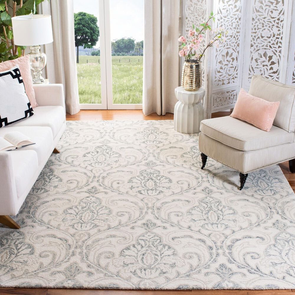 Safavieh Micro-Loop Damask 11&#39; x 15&#39; Ivory and Grey Area Rug, , large