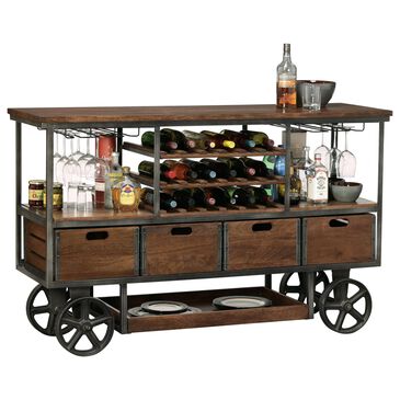 Howard Miller Budge Wine and Bar Cabinet in Tobacco and Aged Iron, , large