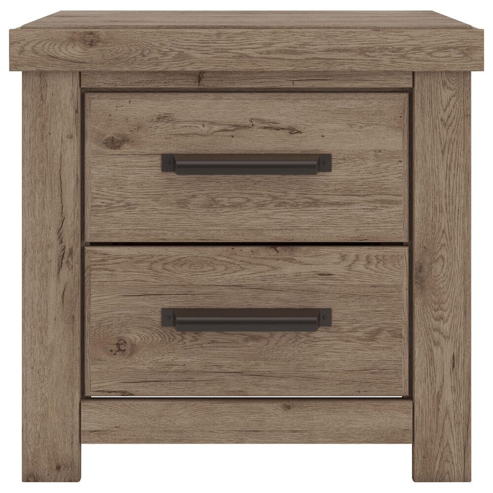 Ashley Oliandon King Panel Bed Dresser Chest and 2 Nightstands in Light Brown, , large