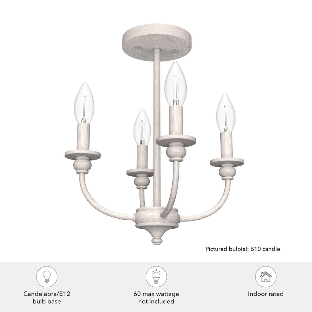 Hunter Southcrest 4-Light Semi-Flush Mount in Distressed White, , large