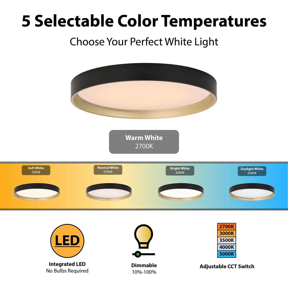 Vaxcel Darien 1-Light Flush Mount in Black and Gold, , large