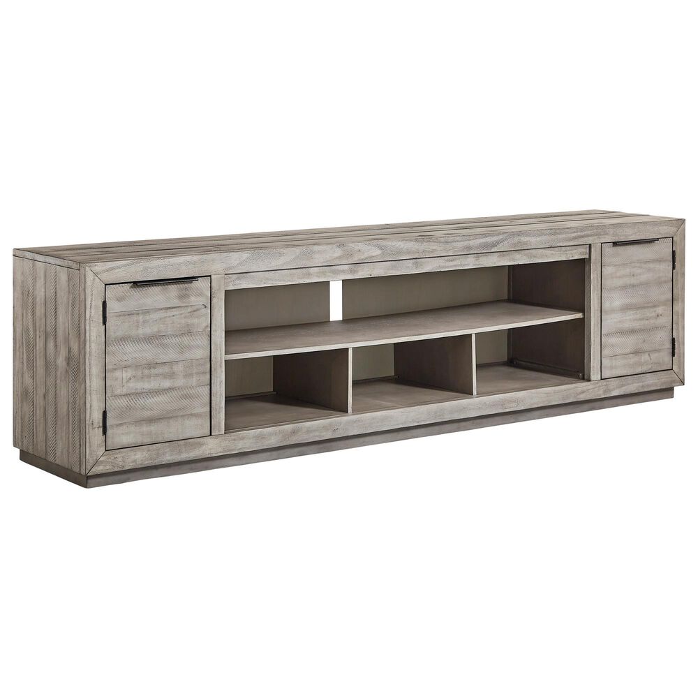 Ashley Naydell 92" XL TV Stand in Weathered Light Gray, , large