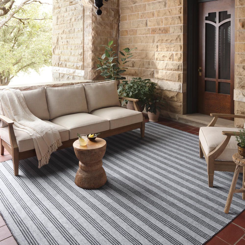 Magnolia Home Charlie Dove and Charcoal 5&#39; x 7&#39;6&quot; Indoor/Outdoor Area Rug, , large