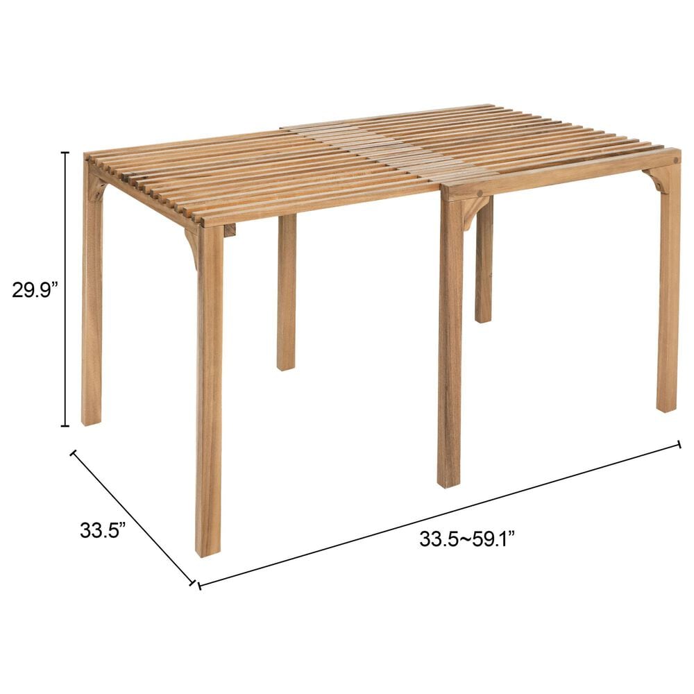 Zuo Modern Riviera Extendable Dining Table in Natural - Table Only, , large