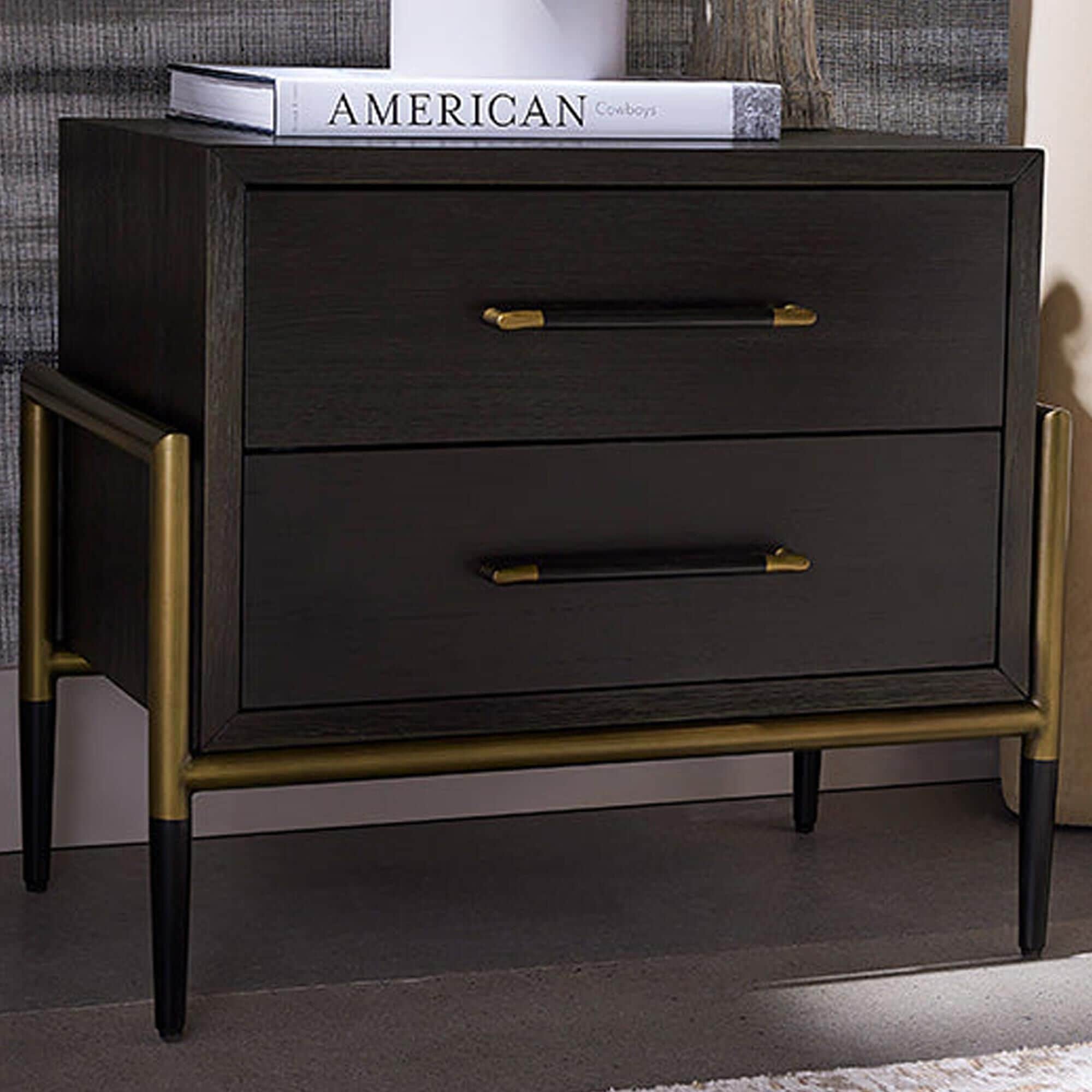 Black and brass bedside table discount