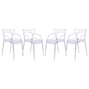 Leisuremod Milan Arm Chair in Clear (Set of 4), , large