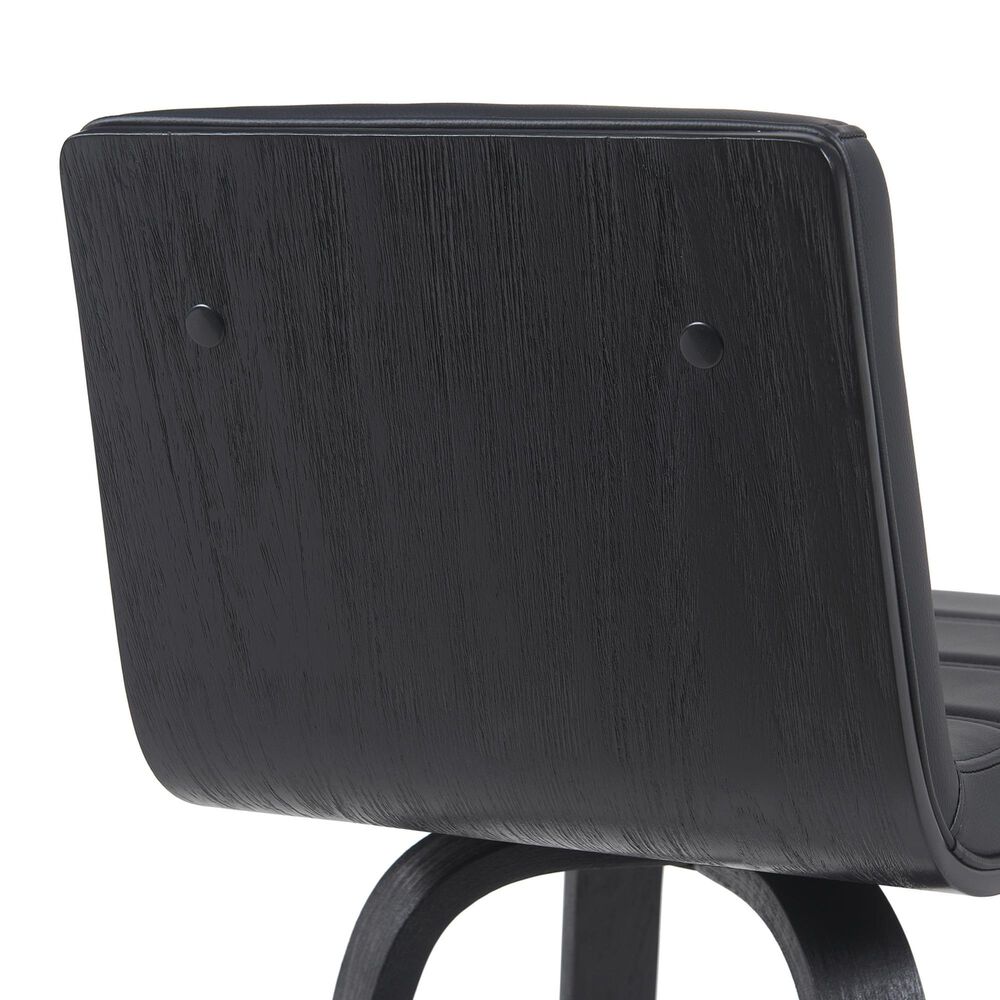 Armen Living Vienna Swivel Counter Height Stool with Black Upholstery in Black Brushed, , large