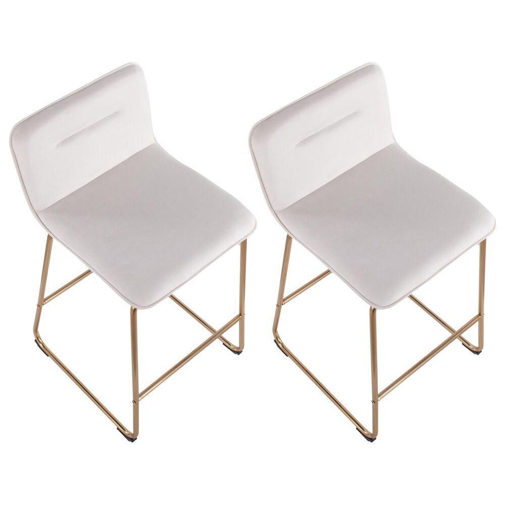 Lumisource Casper Counter Stool in Cream and Gold &#40;Set of 2&#41;, , large