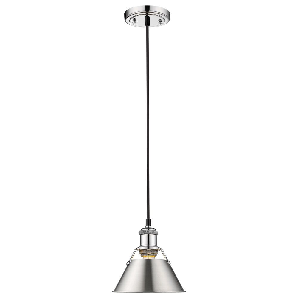 Golden Lighting Orwell 1-Light Small Pendant with Pewter Shade in Chrome, , large