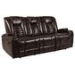 Oxford Furniture Dual Manual Reclining Sofa with Drop Down Table in Bolero Coffee, , large
