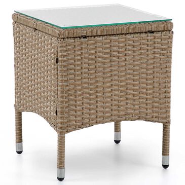 Furniture of America Nair 16" Square Patio End Table in Natural, , large